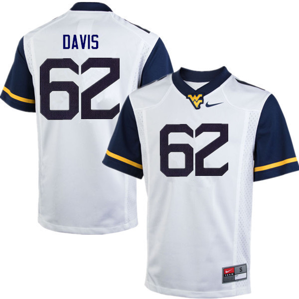 NCAA Men's Zach Davis West Virginia Mountaineers White #62 Nike Stitched Football College Authentic Jersey VH23E37QK